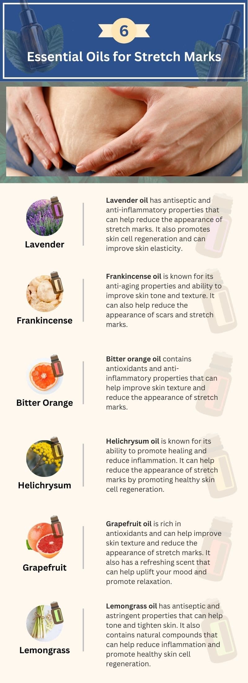 Essential Oils for Stretch Marks Infographic